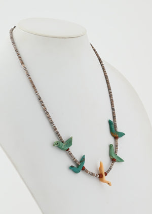 Vintage Fetish Necklace with Five Bird Fetishes