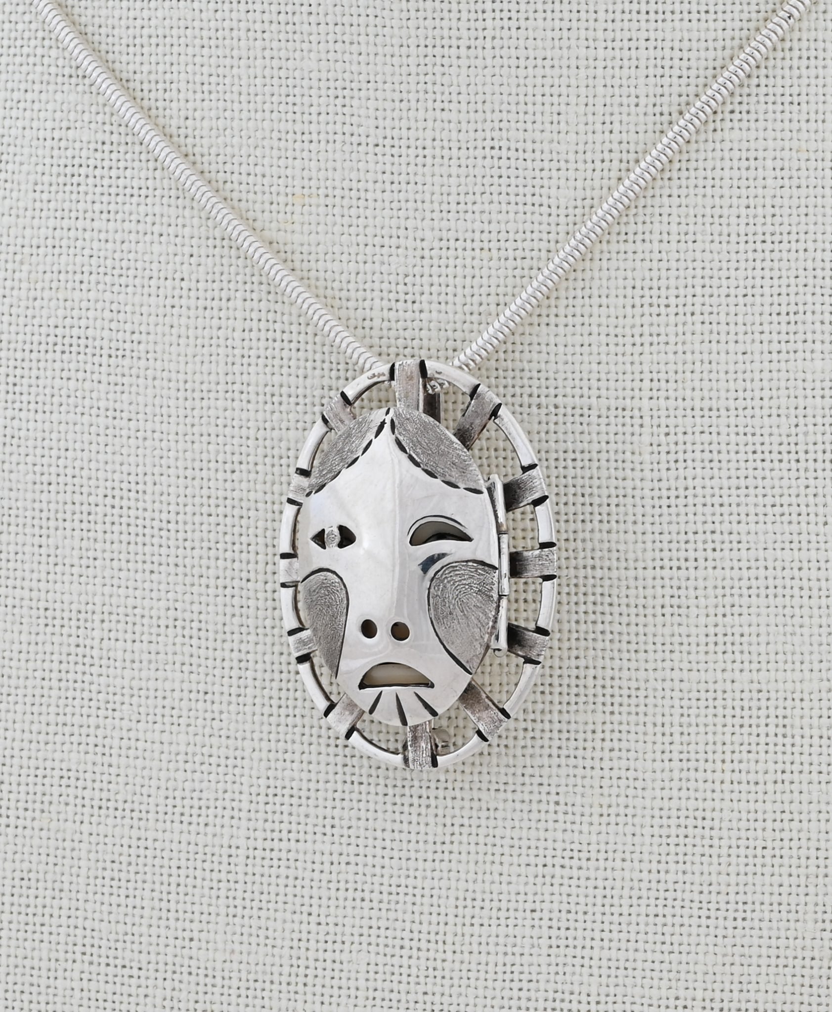 Woman In The Moon Pin/Pendant (with Hinged Mask) by Denise Wallace