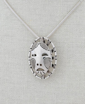 Woman In The Moon Pin/Pendant (with Hinged Mask) by Denise Wallace