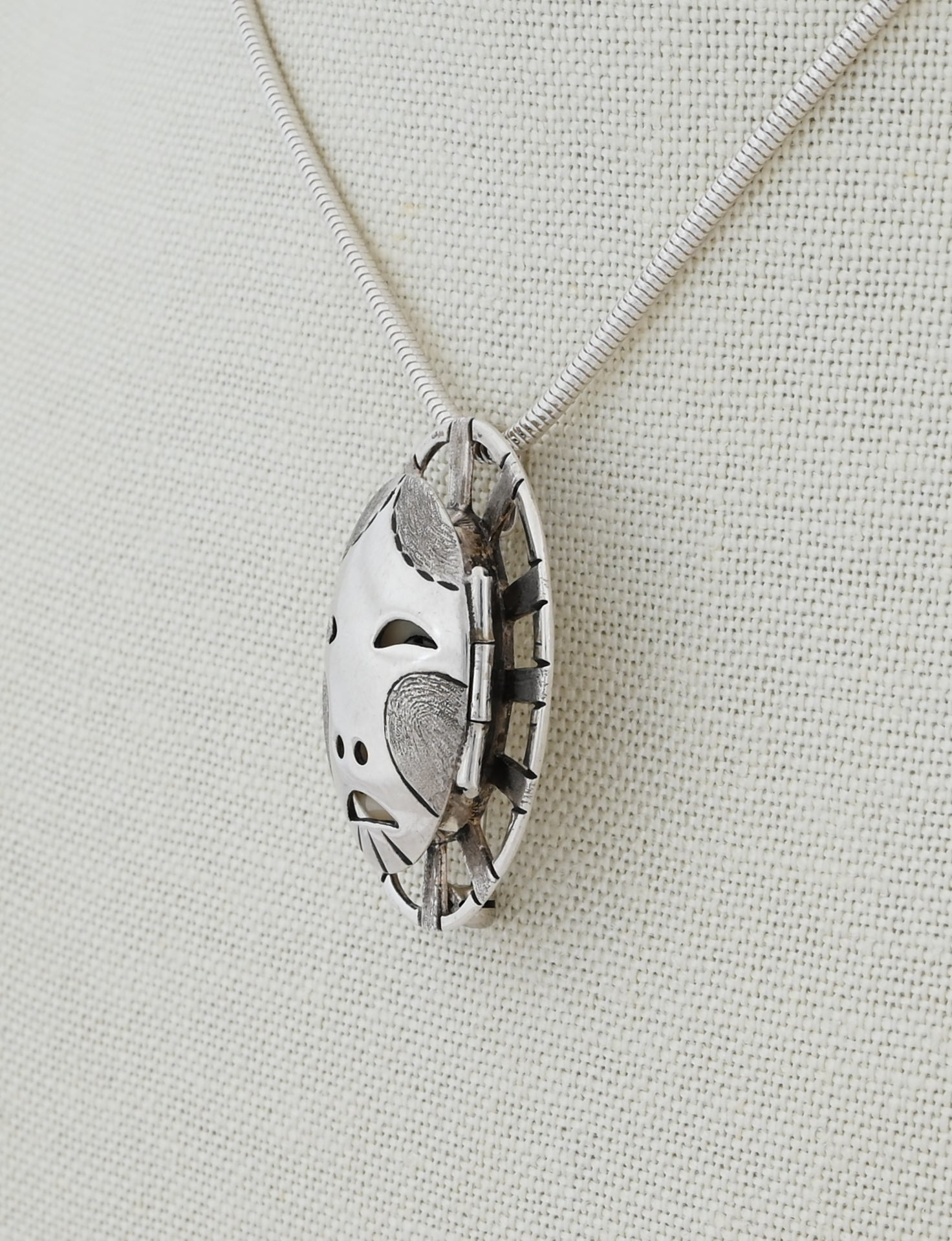 Woman In The Moon Pin/Pendant (with Hinged Mask) by Denise Wallace