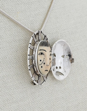 Woman In The Moon Pin/Pendant (with Hinged Mask) by Denise Wallace