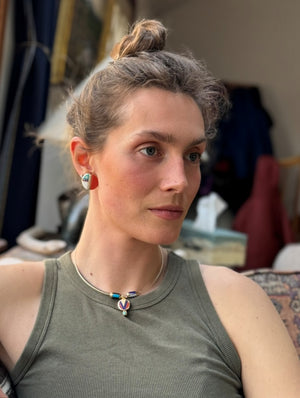 Clip-on Earrings with Inlay by Jesse Monongya (vintage)