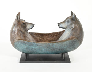 "Coyote and Wolf Spirit Canoe" Bronze by Hib Sabin; #2/30