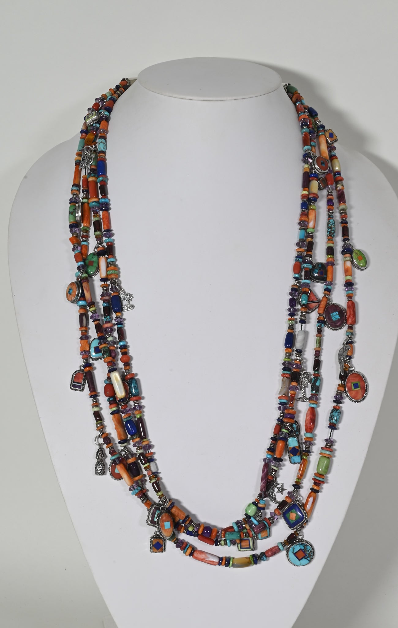 Multi-stone Necklace with Inlaid Amulets by Bennie & Valerie Aldrich (non-native)
