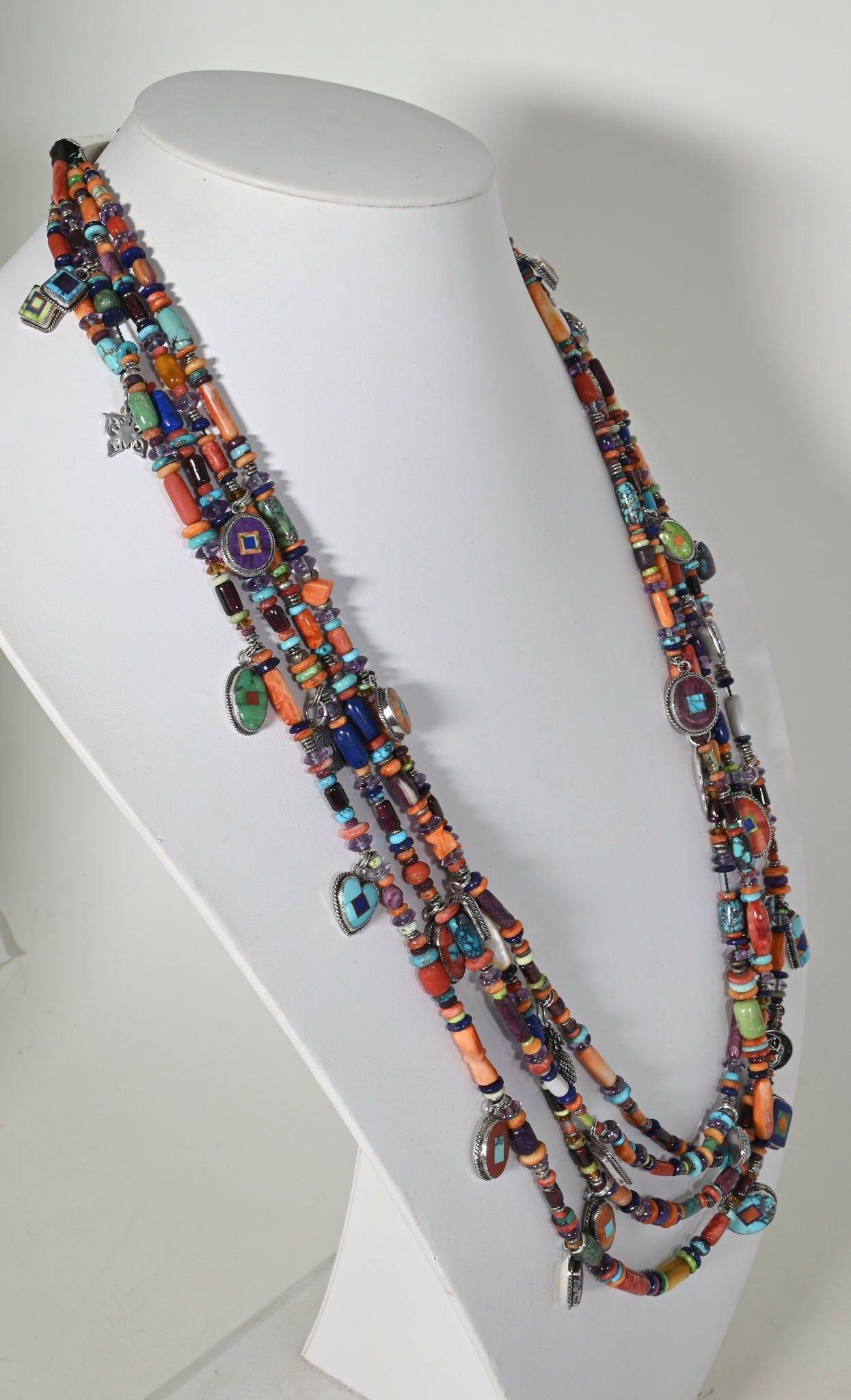 Multi-stone Necklace with Inlaid Amulets by Bennie & Valerie Aldrich (non-native)