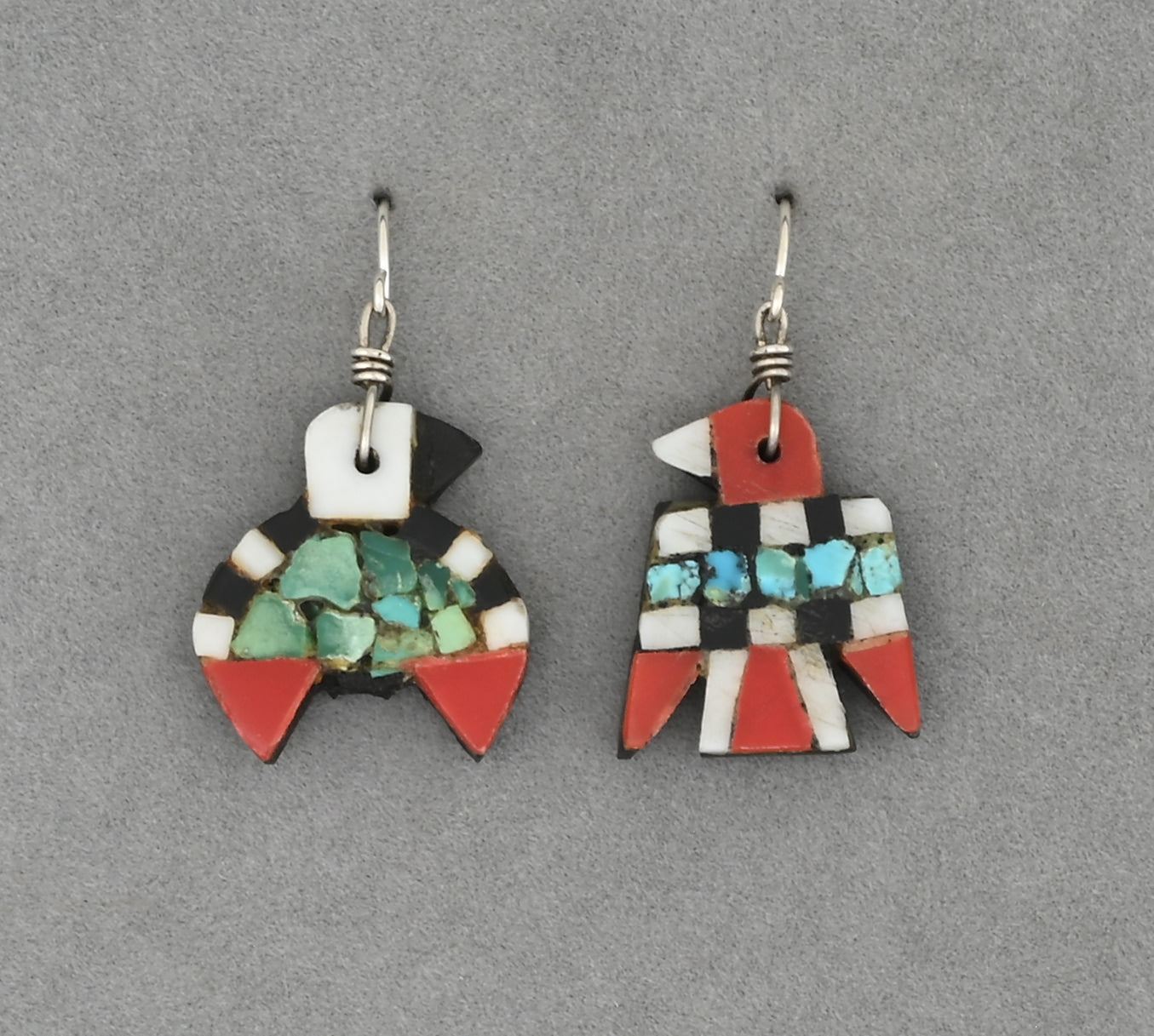 Earrings with Thunderbird; Artist unknown; Depression Era (c.1930's)
