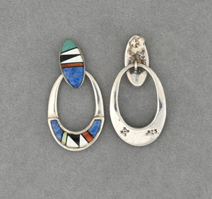 Earrings with Inlay, on hoops (Navajo)