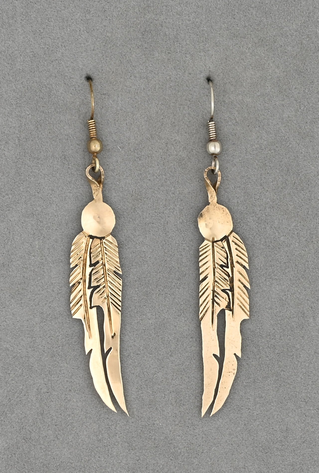 Brass Feather Earrings by David Haskell