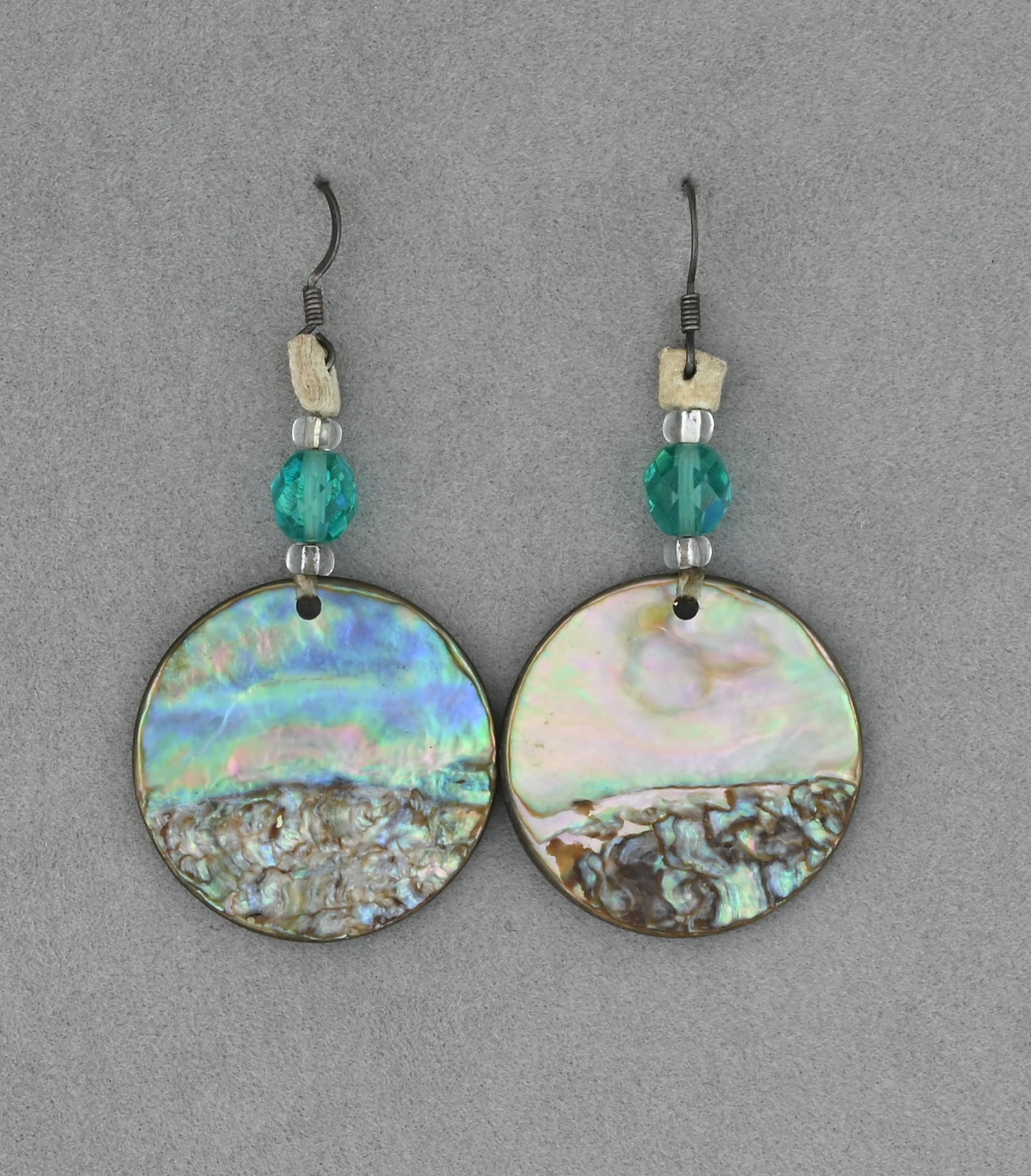 Earrings with Abalone and Glass Beads; c.2012