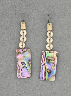 Earrings with Abalone and White Shell