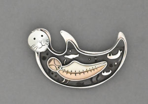 Female Sea Otter Pin/Pendant by Denise Wallace