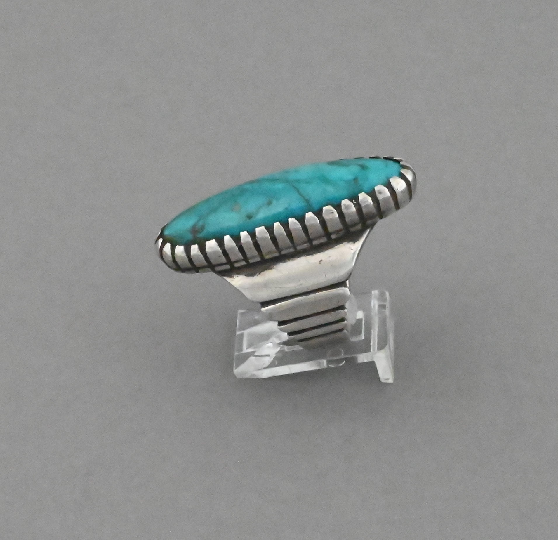 Ring with Blue Gem Turquoise by Dan Jackson