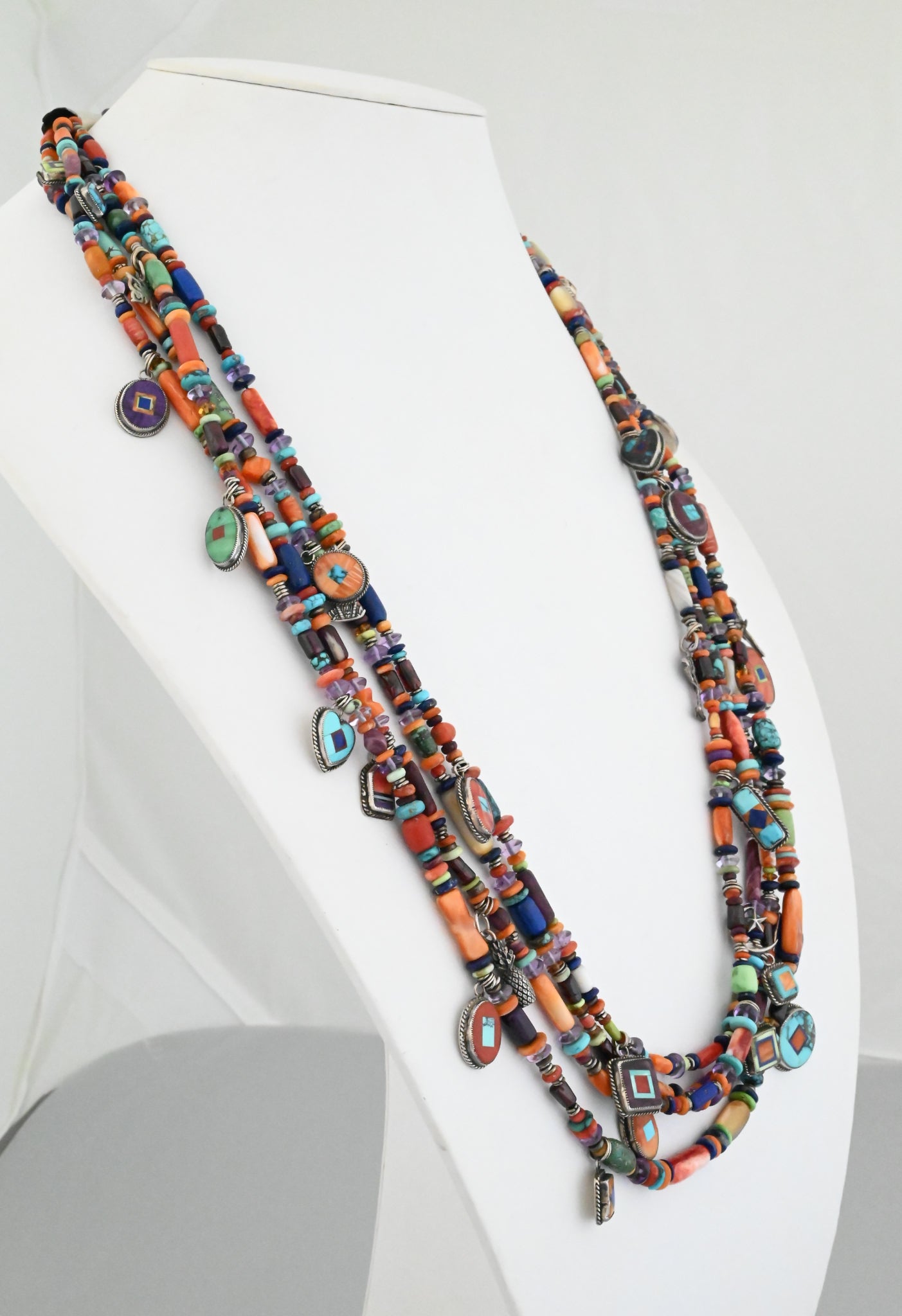 Multi-stone Necklace with Inlaid Amulets by Bennie & Valerie Aldrich (non-native)