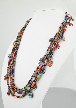 Multi-stone Necklace with Inlaid Amulets by Bennie & Valerie Aldrich (non-native)