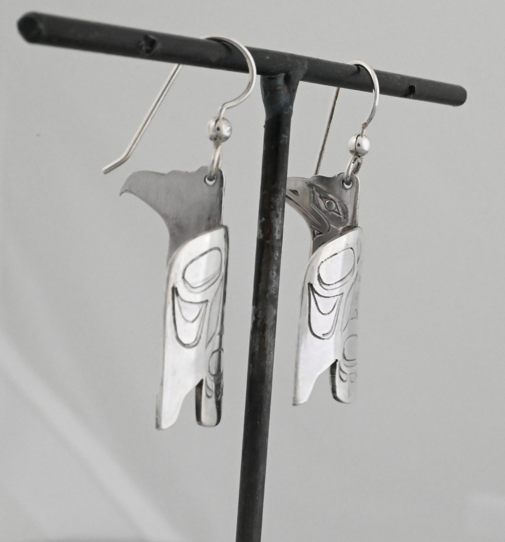 Earrings with Bird Design; Northwest Coast