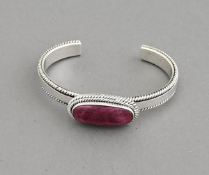 Cuff Bracelet with Purple Spiny Oyster Shell by Artie Yellowhorse
