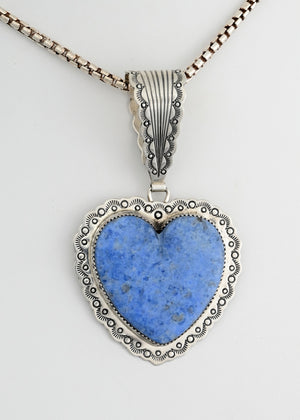 Heart Pendant with Sodalite; Vintage, by Roger Skeets Jr