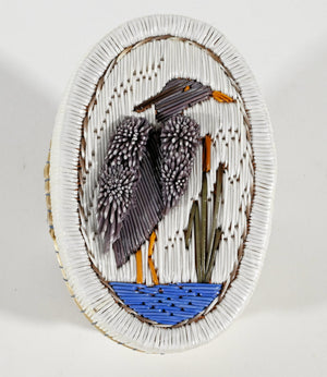 Vintage Anishinaabe Quill Box with Heron by Lorraine Besito