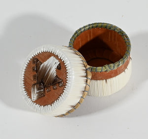 Vintage Anishinaabe Quill Box by Sharon John