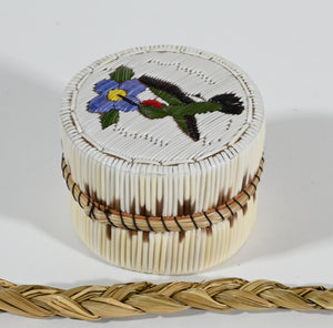 Vintage Anishinaabe Quill Box by Lorraine Besito