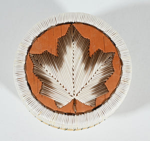 Vintage Anishinaabe Quill Box with Maple Leaf