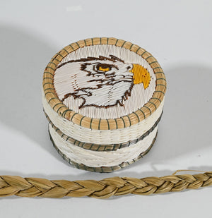 Vintage Anishinaabe Quill Box with Eagle's Head