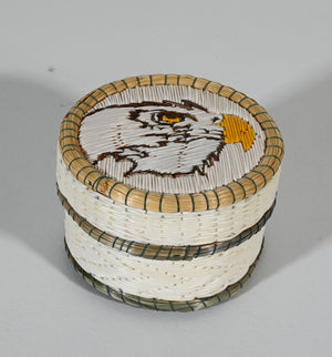 Vintage Anishinaabe Quill Box with Eagle's Head