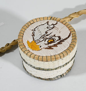 Vintage Anishinaabe Quill Box with Eagle's Head