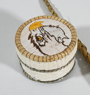 Vintage Anishinaabe Quill Box with Eagle's Head