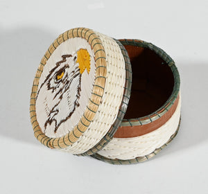 Vintage Anishinaabe Quill Box with Eagle's Head