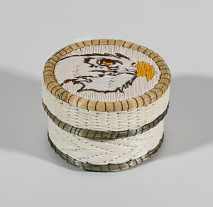 Vintage Anishinaabe Quill Box with Eagle's Head