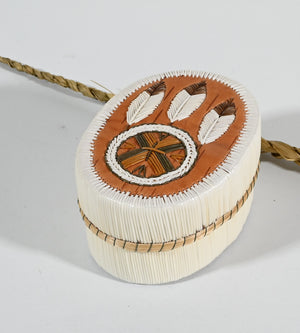 Vintage Anishinaabe Quill Box with Mandala by Sharon John