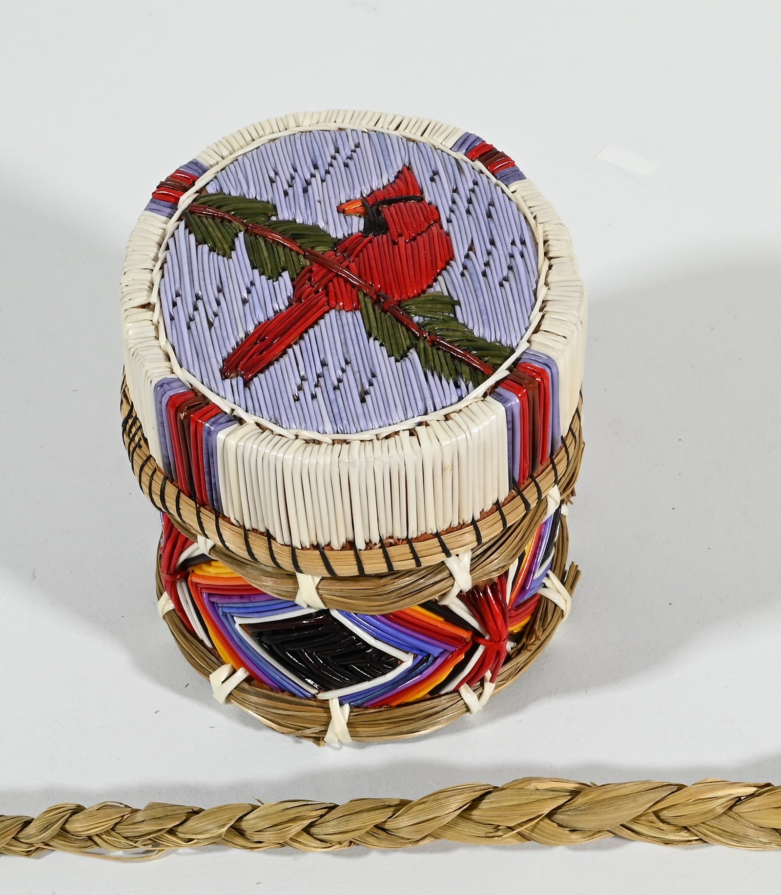 Decorative Birchbark Box with Cardinal Design by Jane Pangowish