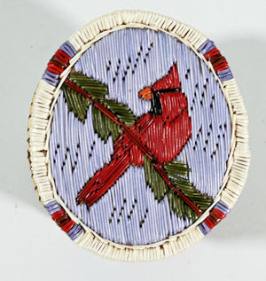 Vintage Anishinaabe Quill Box with Cardinal by Jane Pangowish