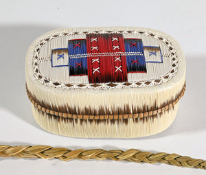 Vintage Anishinaabe Quill Box with "Micmac" Geometric by Cheryl Besito