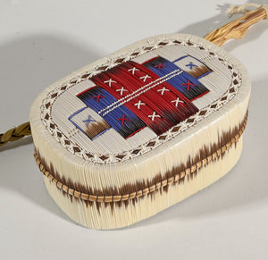 Vintage Anishinaabe Quill Box with "Micmac" Geometric by Cheryl Besito