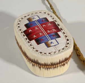 Vintage Anishinaabe Quill Box with "Micmac" Geometric by Cheryl Besito