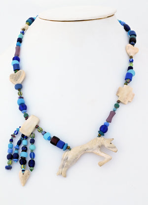 Necklace, with White Horse Pendant by Linda Lee Courtney; 23" long