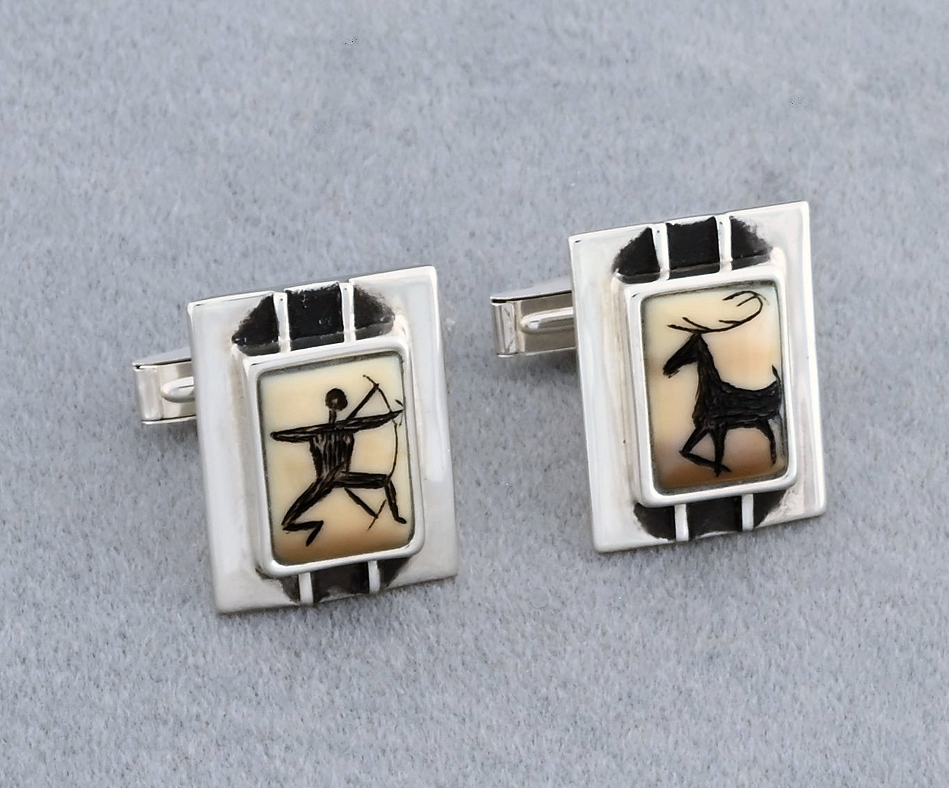 Cufflinks with Caribou Hunter Design by Denise Wallace