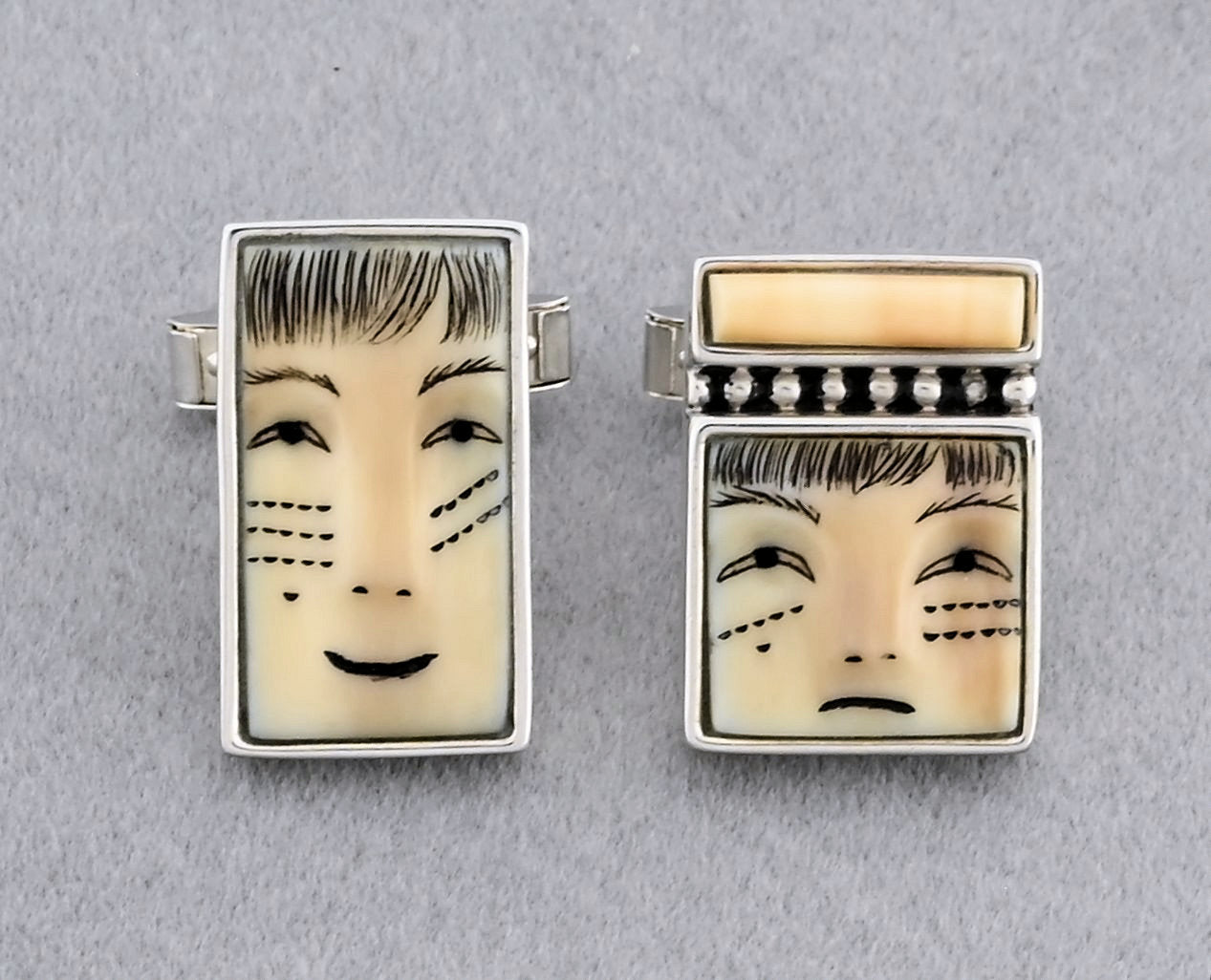 Cufflinks with Ivory Face Design by Denise Wallace