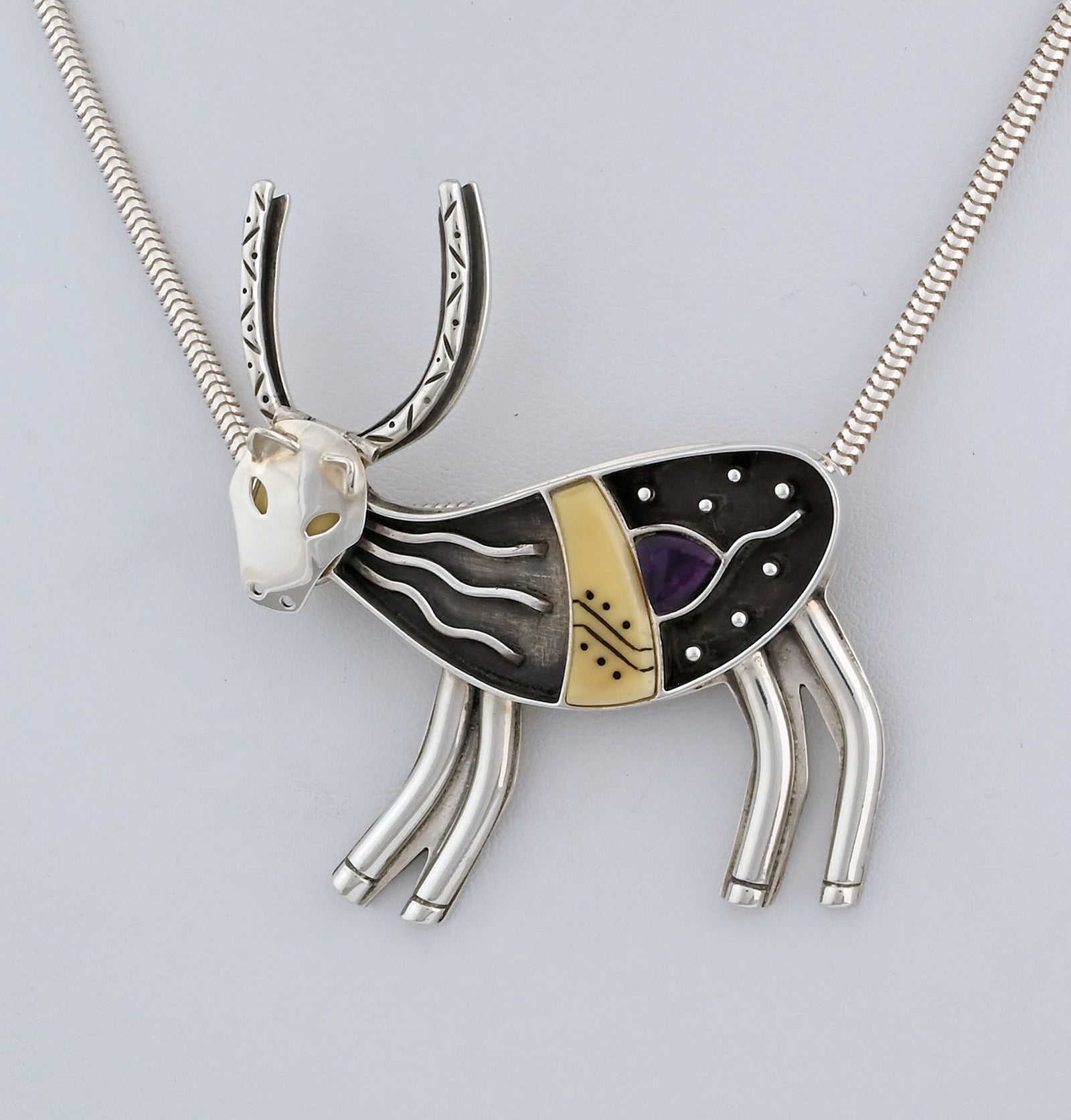 Caribou Pin/Pendant with Sugilite by Denise Wallace