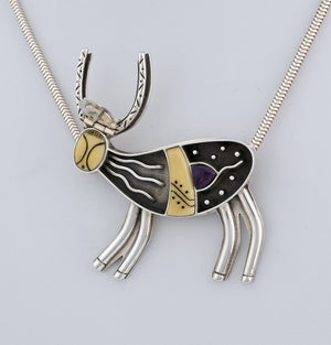 Caribou Pin/Pendant with Sugilite by Denise Wallace