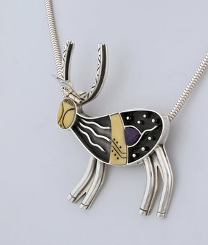 Caribou Pin/Pendant with Sugilite by Denise Wallace