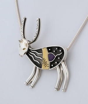 Caribou Pin/Pendant with Sugilite by Denise Wallace