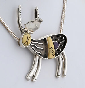 Caribou Pin/Pendant with Sugilite by Denise Wallace
