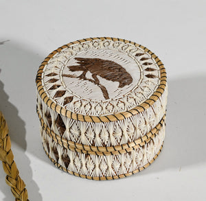 Vintage Anishinaabe Quill Box by Delia Beboning