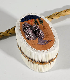 Vintage Anishinaabe Quill Box with Heron by Lorraine Besito