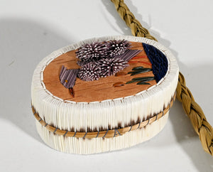 Vintage Anishinaabe Quill Box with Heron by Lorraine Besito