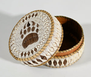 Vintage Anishinaabe Quill Box by Aldine & Delia Beboning