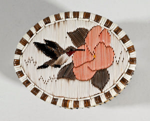 Oval hummingbird Porcupine Quill box with Checkerboard sides by Mildred Aguonie
